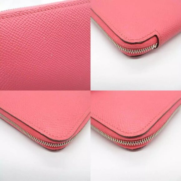 HERMES Azap SilkIn long Around zipper wallet X Epsom leather Rose azalee SHW - Picture 13 of 13